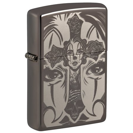 ZIPPO Day of the Dead Skull Cross Design Black Ice Pocket Lighter 48411